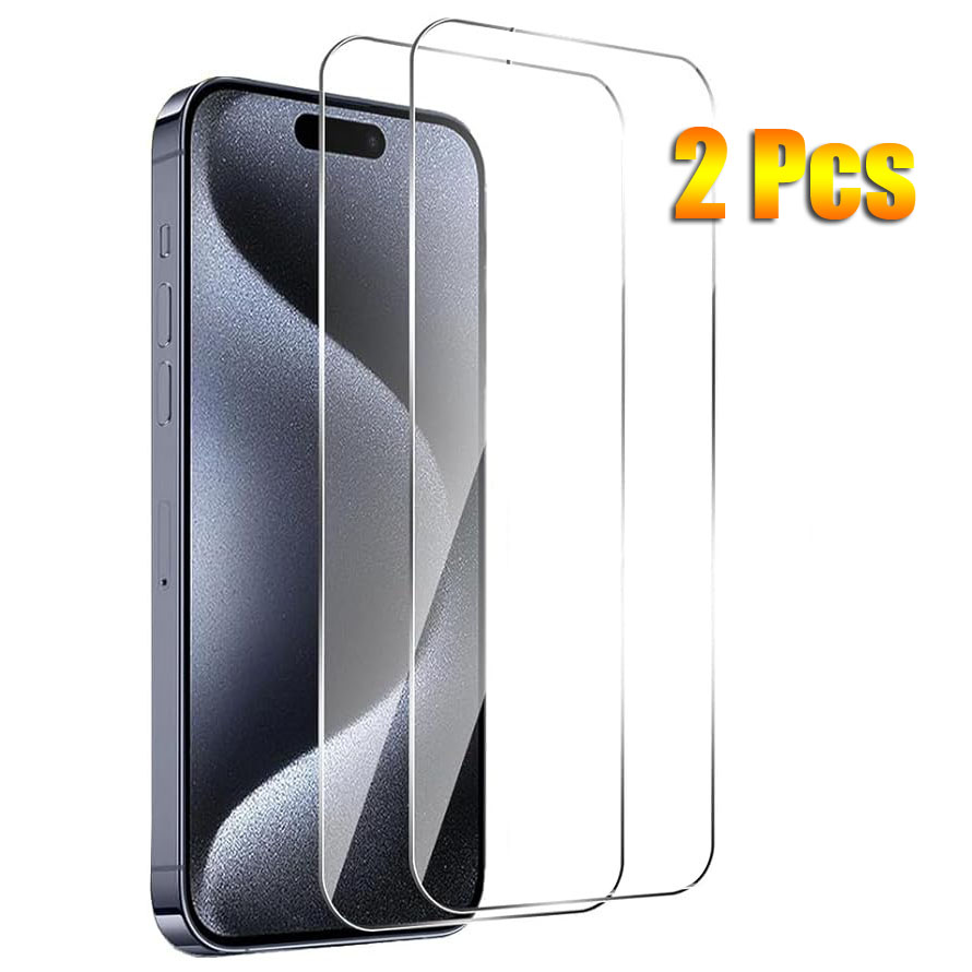 ฟิล์มกระจกนิรภัยกันรอยหน้าจอ HD แบบใส สําหรับ IPhone 15 14 13 12 11 Pro Pro Max X XS XR 8 7 Plus SE 2020 2 ชิ้น