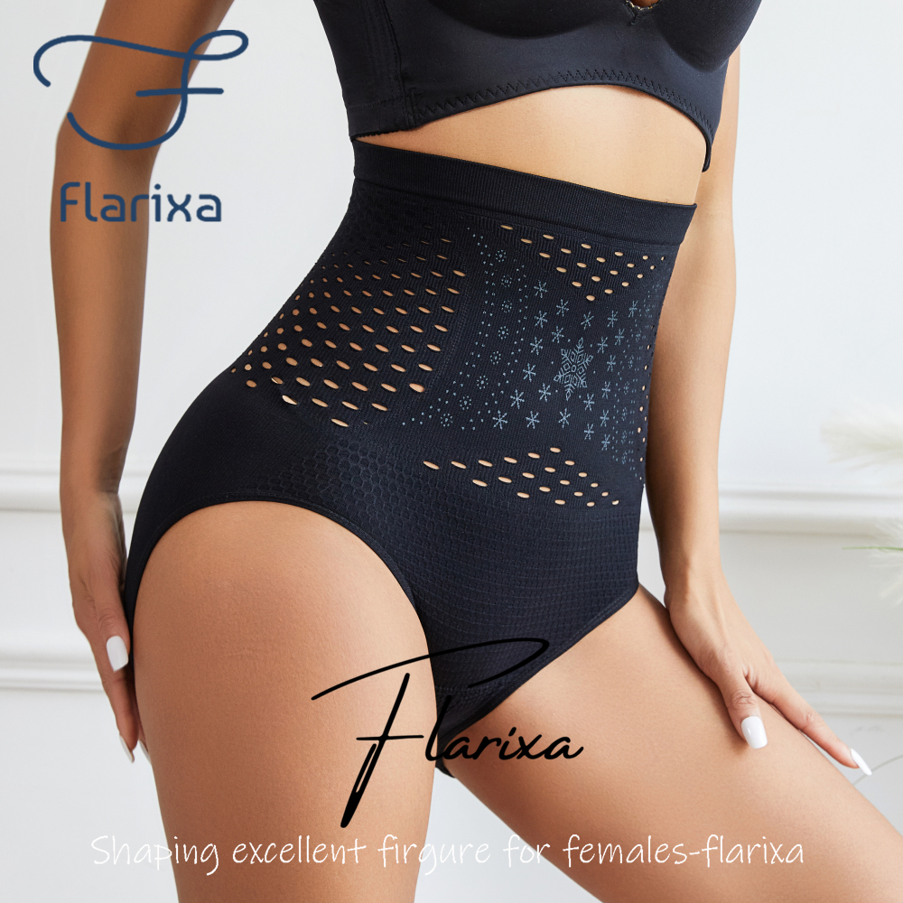 Flarixa กางเกงชั้นใน เอวสูง กระชับสัดส่วน ไร้รอยต่อ กลวง ควบคุมหน้าท้อง สําหรับผู้หญิง