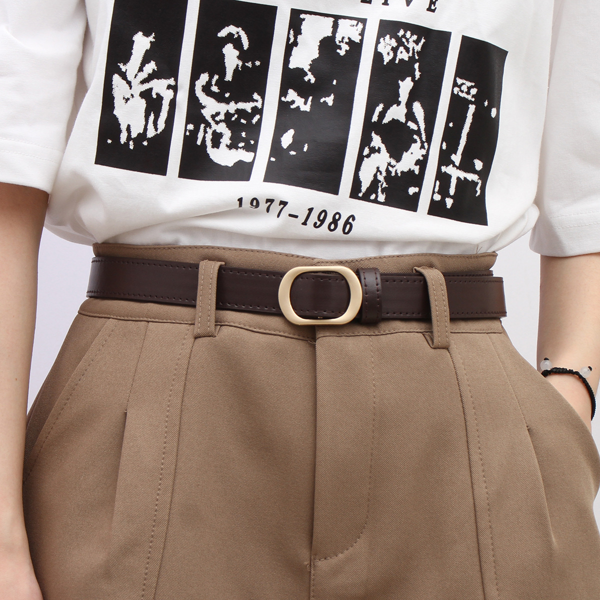 เข็มขัดผู้หญิงเกาหลี Retro Punk Edgy สําหรับกางเกงยีนส์และกระโปรง