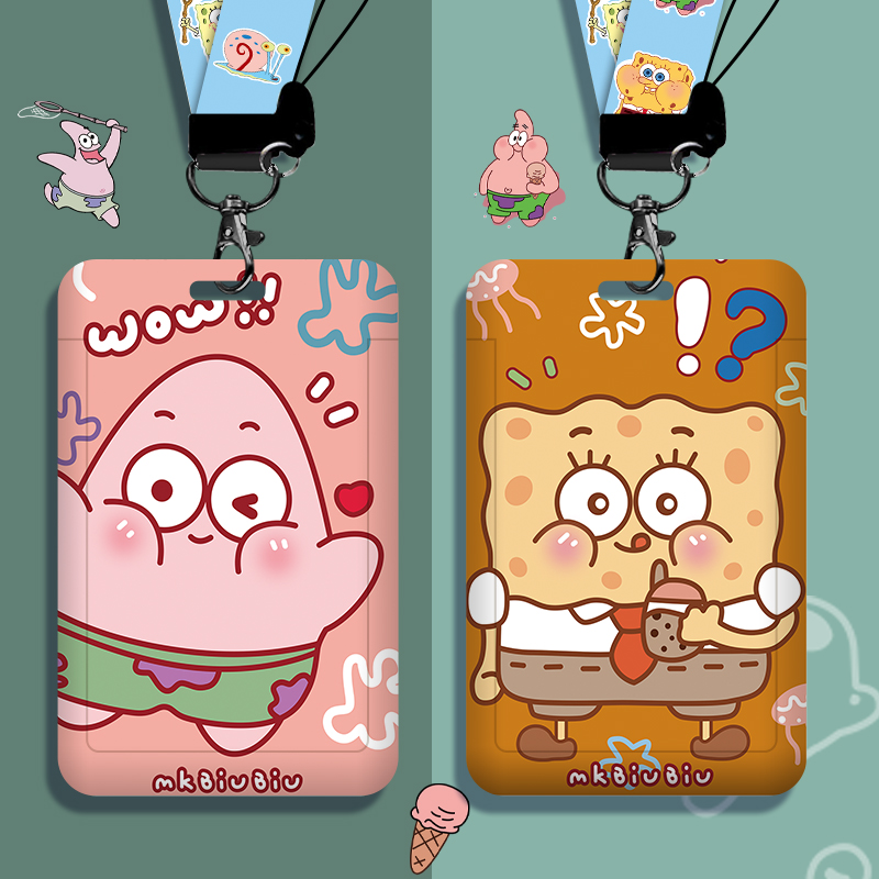 Id Card Holder With Lanyard Card Cover Idol Photocard Lanyard Card Student Card Holder SpongeBob Photocard Holder Student Card Holder