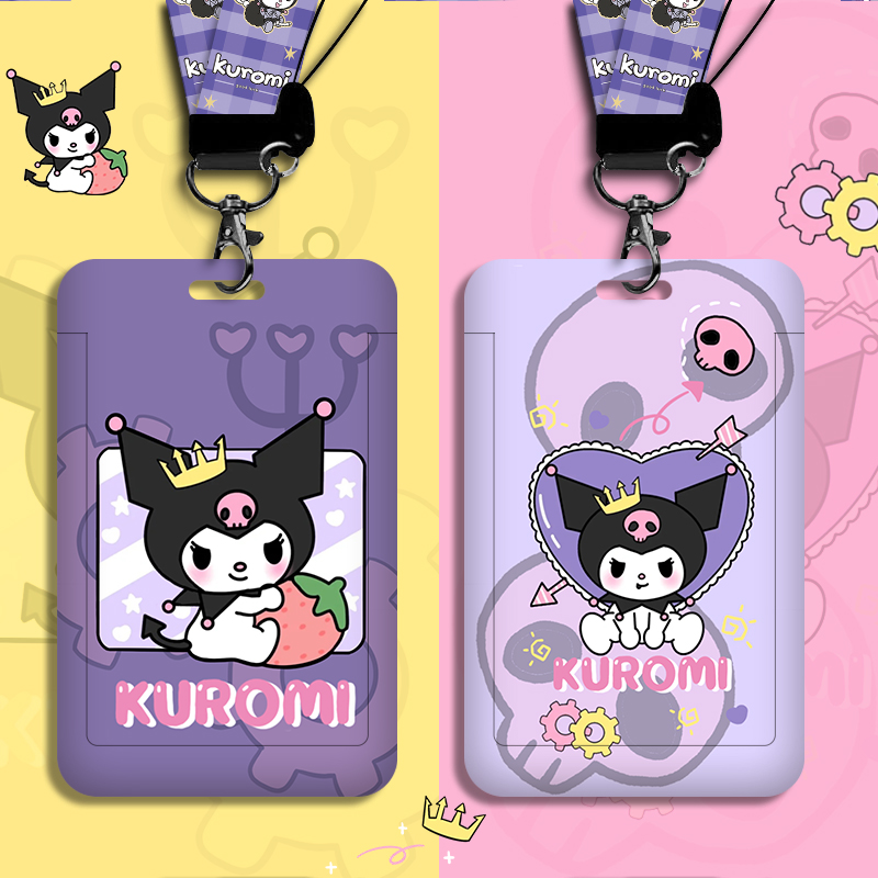 กระเป๋าใส่บัตรประจําตัวนักเรียน Kuromi ของขวัญเทศกาลฤดูใบไม้ผลิ สําหรับสํานักงาน รถบัส