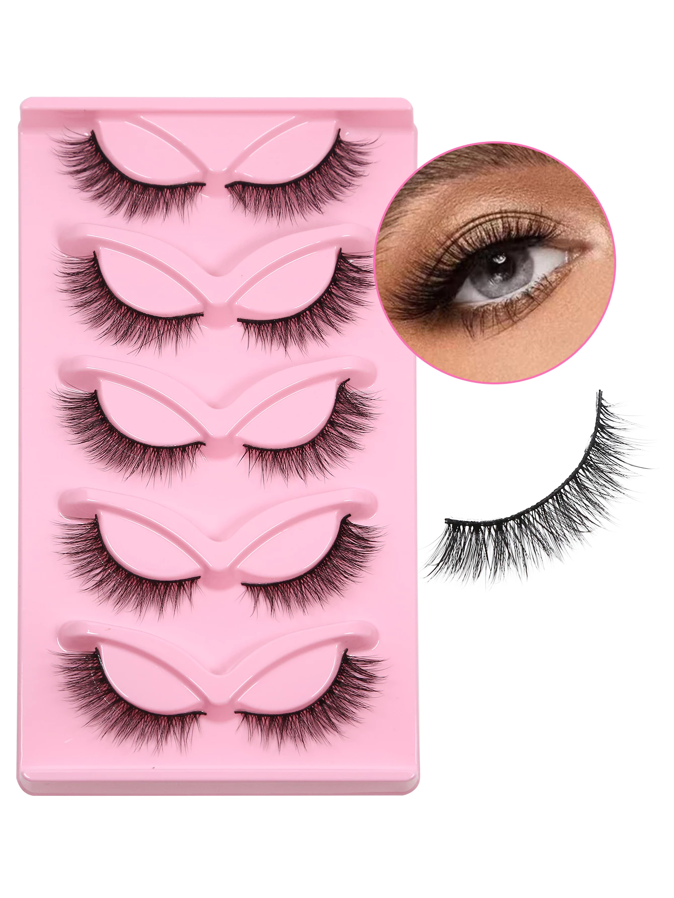 ขนตาปลอม 3D Cross Long, 5 คู่หนาแน่นธรรมชาติ Fluffy Eye Enhancing แต่งหน้า