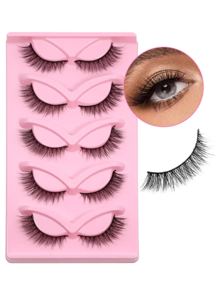 ขนตาปลอม 3D Cross Long, 5 คู่หนาแน่นธรรมชาติ Fluffy Eye Enhancing แต่งหน้า