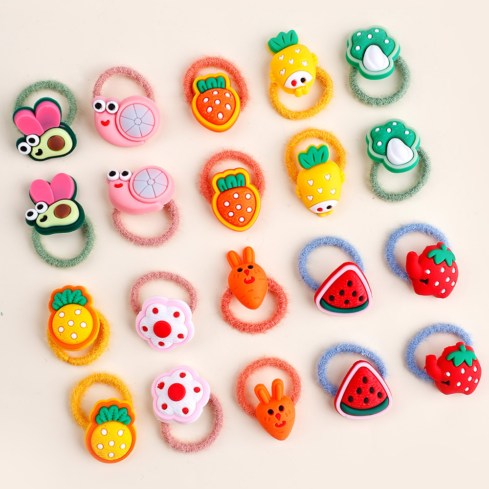 20 ชิ ้ นน ่ ารักการ ์ ตูนผลไม ้ ดอกไม ้ ยางรัดผมแหวนแฟชั ่ นอุปกรณ ์ เสริมผม