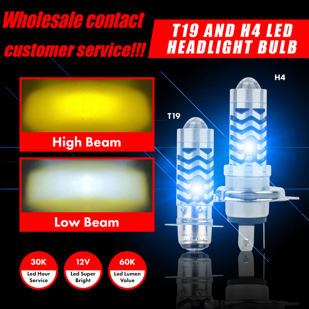 หลอดไฟหน้า LED H4 p15d ba20d 30W 1,000LM 6,000KHi LO สีฟ้า สําหรับรถจักรยานยนต์