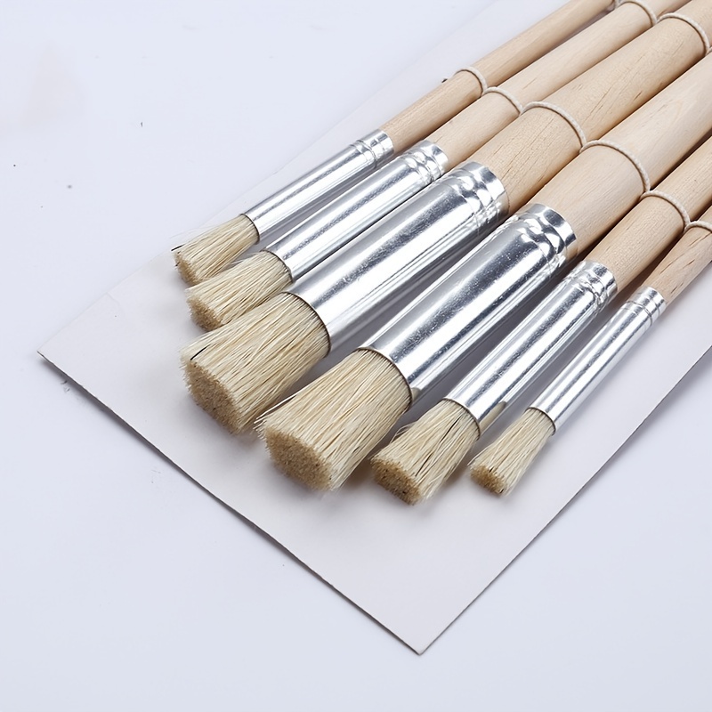 ชุดแปรงเพ้นท์ลายฉลุ ขนแปรงไม้ ด้ามจับไม้ สําหรับงานฝีมือ DIY สีน้ํา น้ํามัน และภาพวาดอะคริลิค 6 ชิ้น