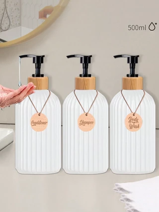 ขวดลายทางสาม 500มล สําหรับแชมพู, ครีมอาบน้ํา, และครีมนวดผม: เหมาะสําหรับองค์กรห้องน้ํา