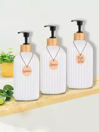 ขวดลายทางสาม 500มล สําหรับแชมพู, ครีมอาบน้ํา, และครีมนวดผม: เหมาะสําหรับองค์กรห้องน้ํา