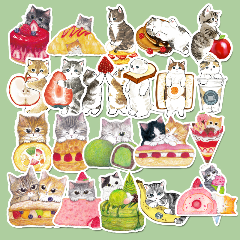 สติกเกอร์ ลายแมวน่ารัก สําหรับตกแต่งสมุดภาพ คอมพิวเตอร์ Diy จํานวน 44 ชิ้น