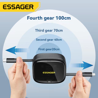 Essager 60W ยืดได้ 3A สายชาร์จเร็ว ส่งข้อมูล 480Mbps กล่องเก็บของ มัลติฟังก์ชั่น สําหรับ Type C IPH Plug Micro Usb A สายเคเบิล กล่องเก็บของ