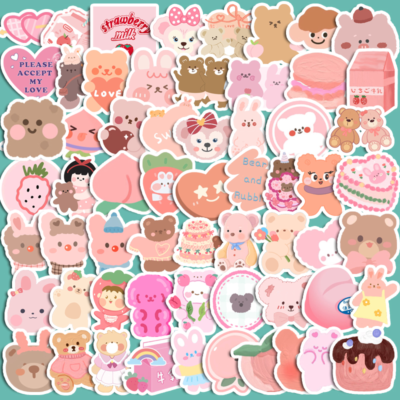 สติกเกอร์ ลายหมีน่ารัก สําหรับตกแต่งสมุดภาพ คอมพิวเตอร์ Diy จํานวน 90 ชิ้น