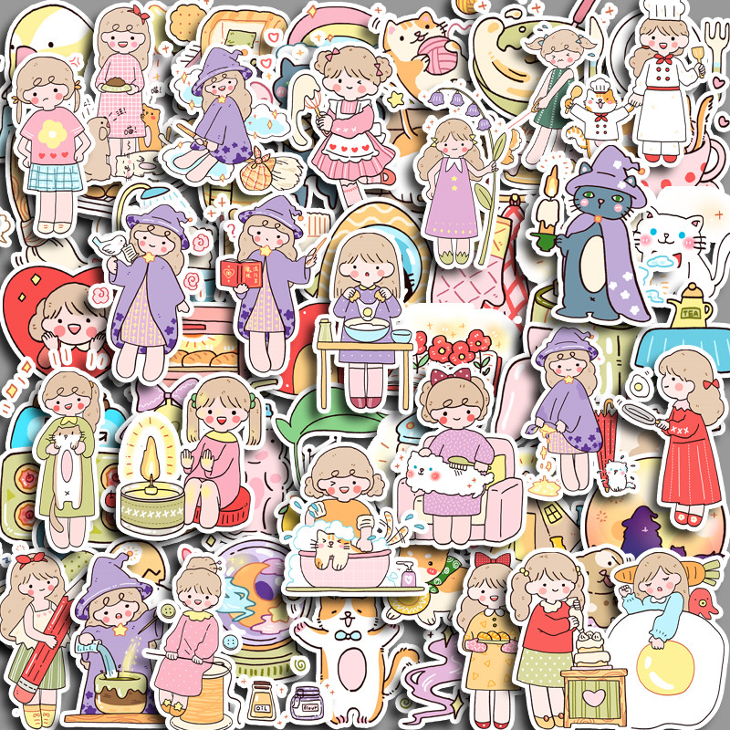 สติกเกอร์ ลายผู้หญิงน่ารัก สําหรับตกแต่งสมุดภาพ คอมพิวเตอร์ Diy จํานวน 80 ชิ้น
