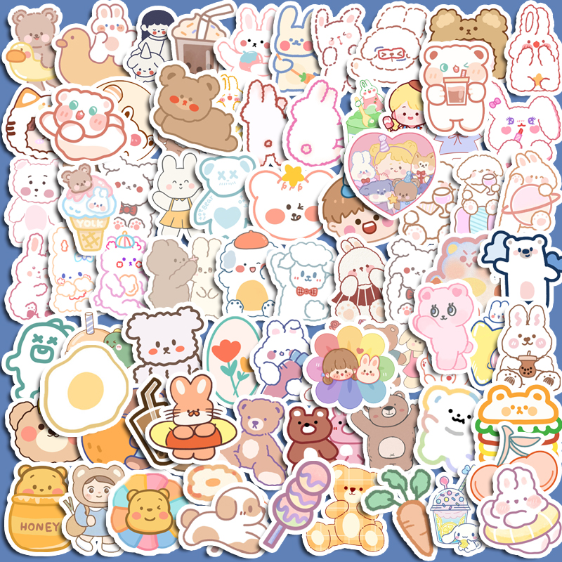 สติกเกอร์ ลายหมีน่ารัก สําหรับตกแต่งสมุดภาพ คอมพิวเตอร์ Diy จํานวน 90 ชิ้น