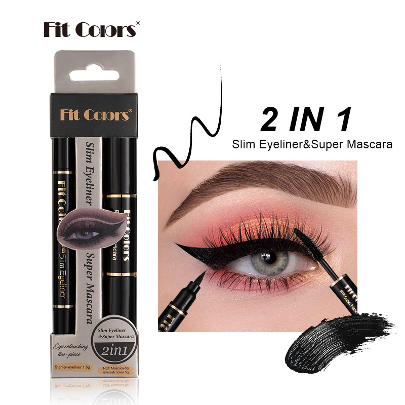มาสคาร ่ าสองหัว + Double-Headed Seal Liquid Eyeliner ปากกาชุดหนา Curling กันน ้ ํา Non-Smudge