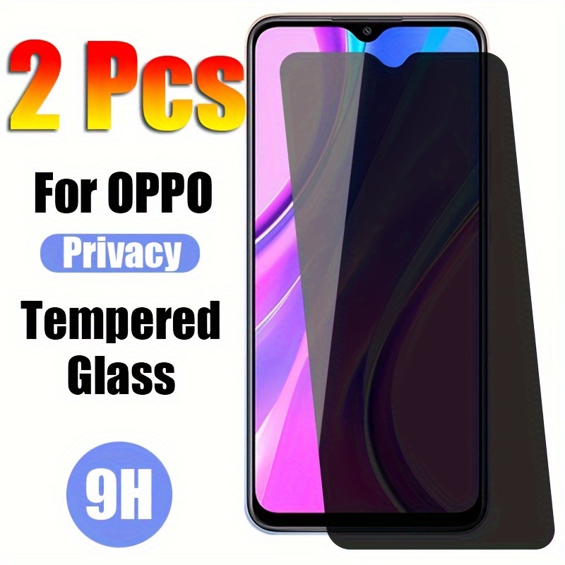 กระจกนิรภัยกันรอยหน้าจอ เพื่อความเป็นส่วนตัว สําหรับ OPPO A5S A12 A3S A15 A16 Reno 4 5 8 A92 A52 A72 A33 A53 A54 A55 A74 A94 A95 A96 A57 A76 A55 A17 A78 F19 PRO 4G 5G 2 ชิ้น ตัวป้องกัน