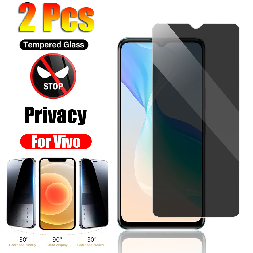 กระจกนิรภัยกันรอยหน้าจอ เพื่อความเป็นส่วนตัว สําหรับ VIVO Y91C Y1S Y20 V19 Y15S Y01 Y12S Y21 Y33S Y31 Y3S Y51 Y72 Y52 Y76 V23E Y35 Y51 Y02 X70 Y27 Y56 T2 X60 V20 NEO 4G 5G [2 ชิ้น]