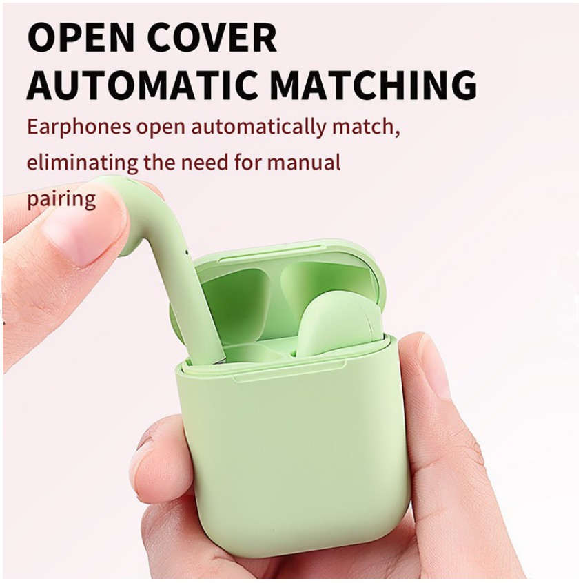 ฉัน12 TWS ชุดหูฟังบลูทูธไร้สายพร้อมไมโครโฟนในหูหูฟังสําหรับเล่นเกมกีฬาที่สะดวกสบาย