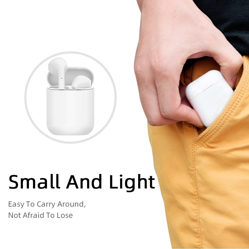 ฉัน12 TWS ชุดหูฟังบลูทูธไร้สายพร้อมไมโครโฟนในหูหูฟังสําหรับเล่นเกมกีฬาที่สะดวกสบาย