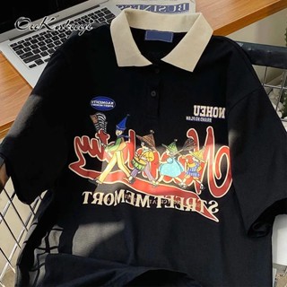 ใหม่ เสื้อยืดโปโล แขนสั้น คอปก ทรงหลวม ขนาดใหญ่ สไตล์เกาหลีวินเทจ พลัสไซซ์ สําหรับผู้หญิง เสื้อครอปสาวอวบ