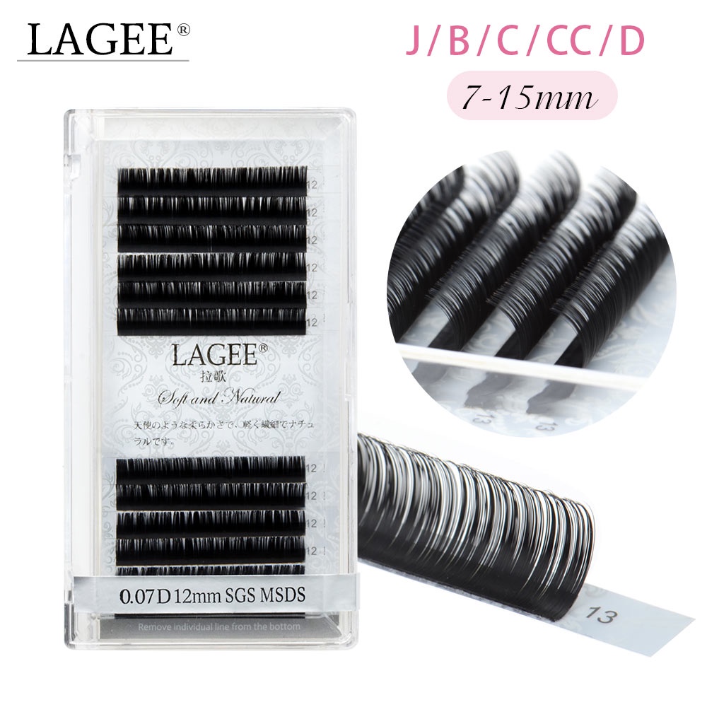 LAGEE ขนตาส่วนบุคคล 7-15 มม.ผสมสีดําเข้มคลาสสิกพรีเมี่ยมปลอม Mink Eyelash Extension ขนตาปลอมนุ่มจาก NAGARAKU