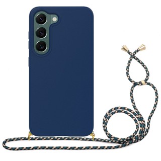 เคสยาง แบบหนา พร้อมสายคล้องยาว สําหรับ Samsung Galaxy S23 Ultra S23 Plus