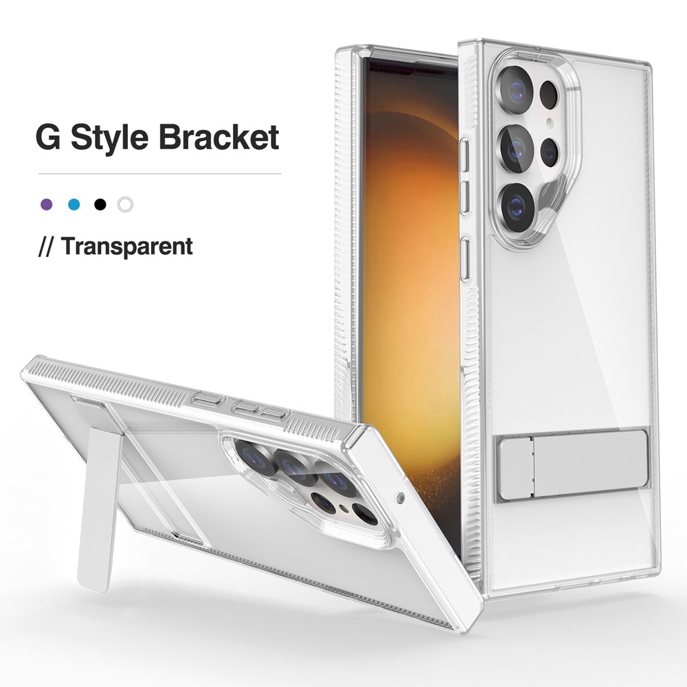 อลูมิเนียมอัลลอยด์วงเล็บโลหะเคสโทรศัพท์สําหรับ Samsung Galaxy S23 S24 S25 Ultra S23 Plus Full Clear Stand PC + TPU ฝาครอบ