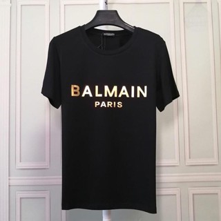 Balmain มาแรง เสื้อยืดลําลอง แขนสั้น พิมพ์ลายตัวอักษร balmain สําหรับผู้ชาย และผู้หญิง 2023