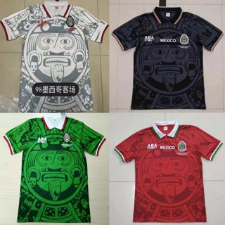 เสื้อกีฬาแขนสั้น ลายทีมชาติฟุตบอล Mexico Retro 1998 ชุดเหย้า 3 ชิ้น