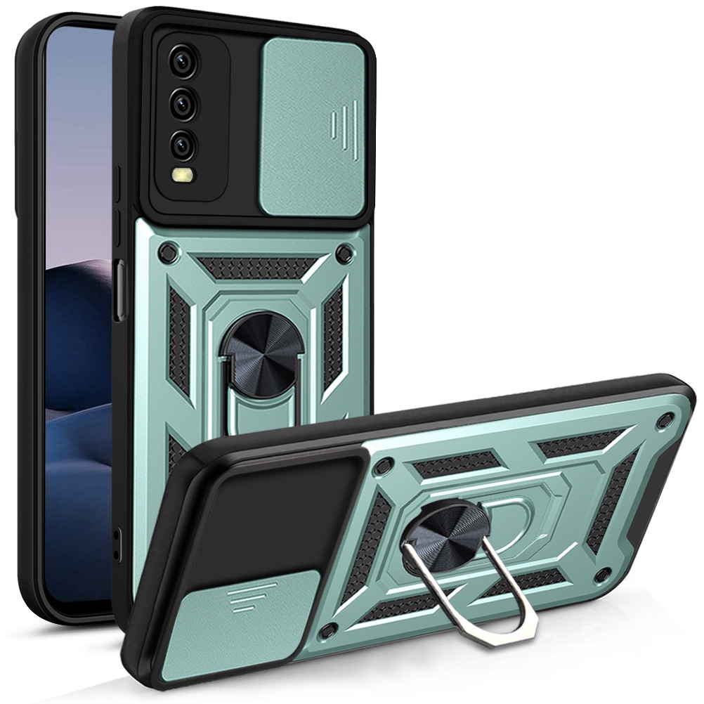 Vivo V27 V23 V25 V30 V21 V17 Y16 V29 V21 y35 V40 V50 V23E V21e 4G 5G LITE Push Window กล้องป้องกันปกหลังพร้อมผู้ถือขาตั้งเกราะกันกระแทก