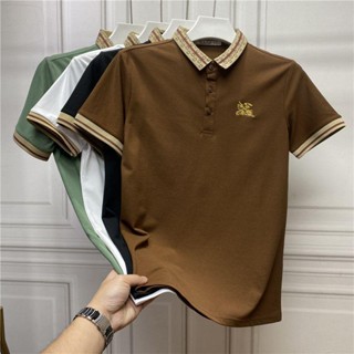 Burberry เสื้อโปโลแขนสั้น คอปก แฟชั่นฤดูร้อน สําหรับผู้ชาย