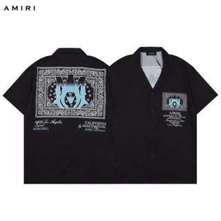 เสื้อเชิ้ตแขนสั้น พิมพ์ลาย AMIRI สีทอง สไตล์คลาสสิก แฟชั่นสําหรับผู้ชาย และผู้หญิง 2023