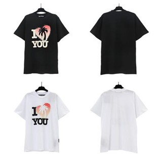 เสื้อยืดแขนสั้น พิมพ์ลายตัวอักษร Love You Heart-to-Heart ทรงหลวม สไตล์อเมริกันเรโทร