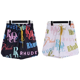 Rhude 2023SS กางเกงขาสั้นลําลอง พิมพ์ลาย ทรงหลวม สไตล์อเมริกัน สตรีท เหมาะกับฤดูใบไม้ผลิ และฤดูร้อน