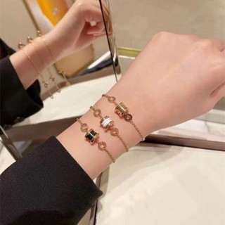 Bulgari Geli สร้อยข้อมือเงิน 925 ชุบทอง 18k เซรามิค ขนาดเล็ก สําหรับผู้หญิง