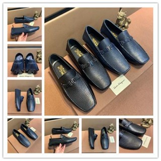[ขนาด Eur] ใหม่ ! Salvatore Ferragamo SF709326 รองเท้าหนังนิ่ม กันลื่น สําหรับผู้ชาย ใส่ขับรถ