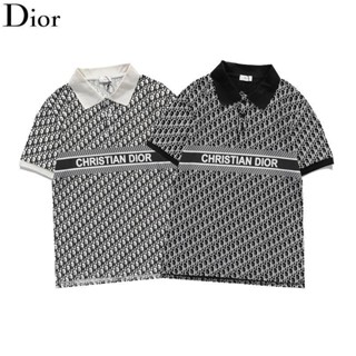 Dior เสื้อยืดโปโล แขนสั้น พิมพ์ลายตัวอักษร สวยหรู แฟชั่นฤดูร้อน สําหรับคู่รัก