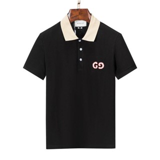 Gucci เสื้อโปโลแขนสั้น คอปก ปักลายตัวอักษร ระบายอากาศ แฟชั่นฤดูร้อน สําหรับผู้ชาย