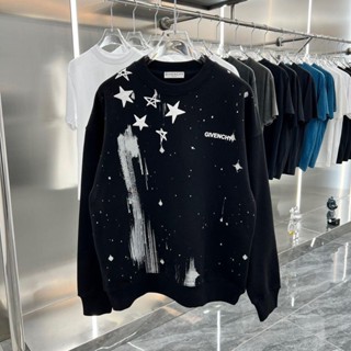 Givenchy ใหม่ เสื้อกันหนาวลําลอง ทรงหลวม พิมพ์ลายตัวอักษร ดาวห้าแฉก คุณภาพสูง สําหรับผู้ชาย และผู้หญิง 2023
