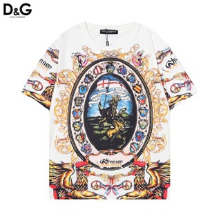 เสื้อยืดแขนสั้นลําลอง ทรงหลวม ลายสิงโต DG Dolce &amp; Gabbana แฟชั่นฤดูใบไม้ผลิ และฤดูร้อน สไตล์ฮ่องกง สําหรับผู้ชาย และผู้หญิง 2023