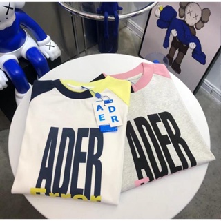 Ader ERROR 2023ss เสื้อยืดคอกลม แขนยาว ผ้าฝ้ายแท้ พิมพ์ลายตัวอักษร ทรงหลวม สีตัดกัน แฟชั่นฤดูใบไม้ร่วง สําหรับผู้หญิง