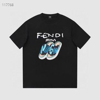 Fendi Fendi s ใหม่ เสื้อยืดแขนสั้น ผ้าฝ้าย เข้ากับทุกการแต่งกาย แฟชั่นสําหรับผู้ชาย และผู้หญิง