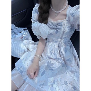 Zhien ชุดเดรสเจ้าหญิง แขนพัฟ ทรงเอ คอสี่เหลี่ยม ประดับโบว์ เข้ารูป สวยงาม แฟชั่นฤดูร้อน สไตล์ใหม่ สําหรับผู้หญิง