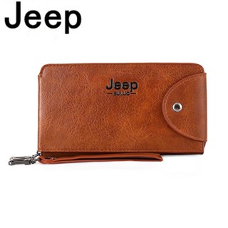 Jeep BULUO ใหม่ กระเป๋าสตางค์หนัง ใบยาว ใส่บัตรเครดิตได้ สไตล์นักธุรกิจ แฟชั่นสําหรับผู้ชาย