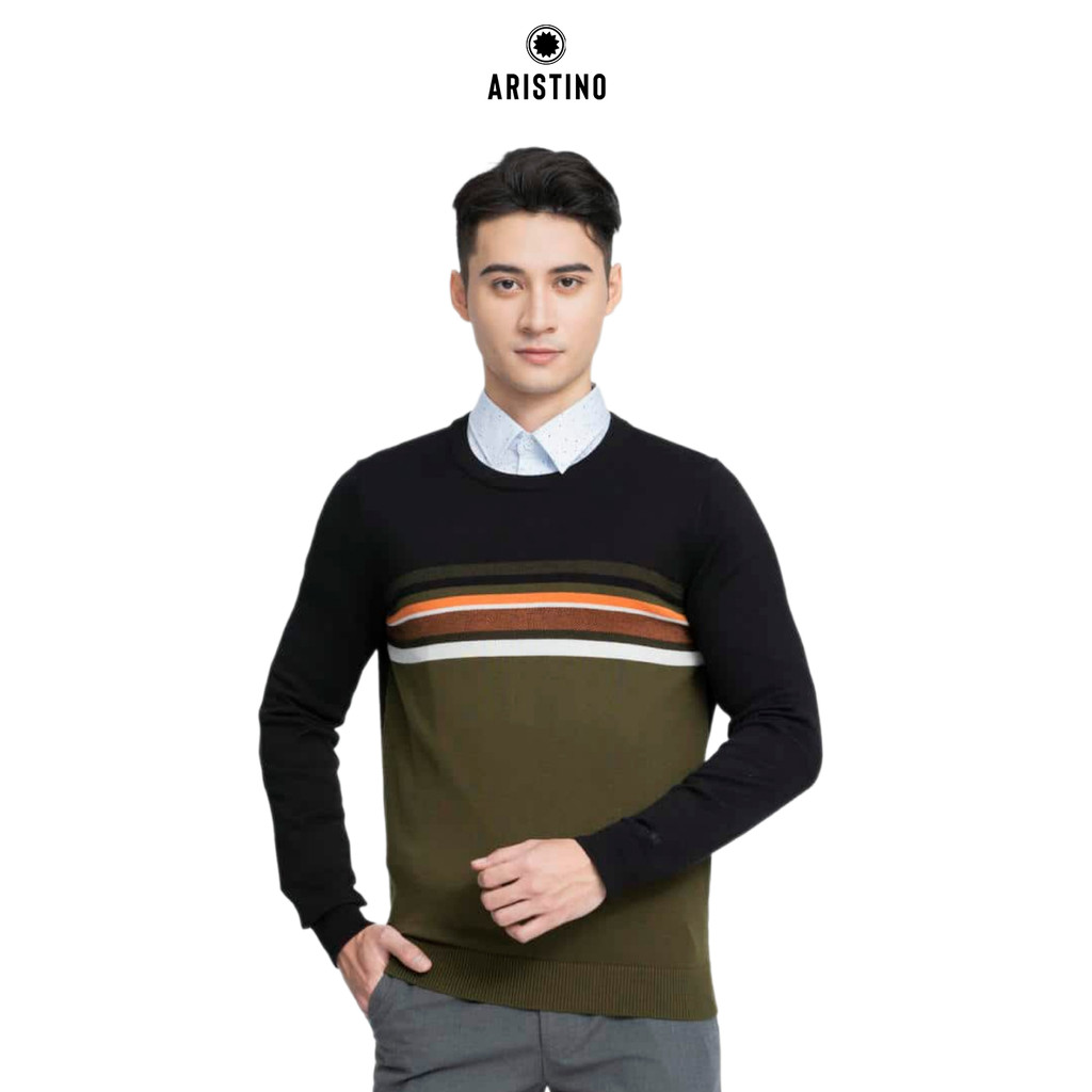 ARISTINO เสื้อสเวตเตอร์คอกลมแขนยาวทรงปกติสําหรับผู้ชายน้ําหนักเบาและสง่างาม AWO003W3