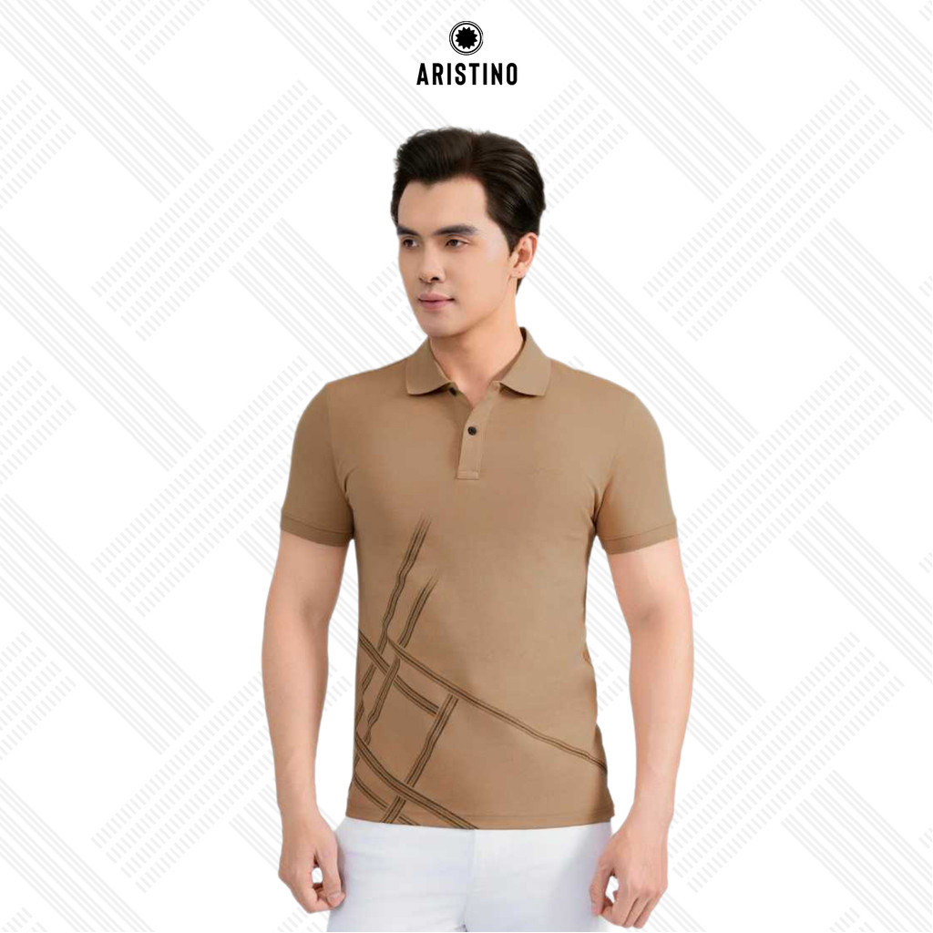 เสื้อโปโลแขนสั้นคอปกทอ ARISTINO ลายไขว้ ผ้าฝ้ายดูดซับเหงื่อ APS069AS2