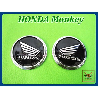 HONDA MONKEY SIDE FUEL TANK ALUMINIUM "BLACK" &amp; "SILVER" EMBLEM // โลโก้ฮอนด้า อลูมิเนียม พื้นสีดำ โลโก้สีเงิน พ