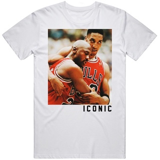 คอลูกเรือSPORTS STARเสื้อยืด พิมพ์ลาย Michael Jordan Pippen Iconic Flu Game สําหรับผู้ชายall size