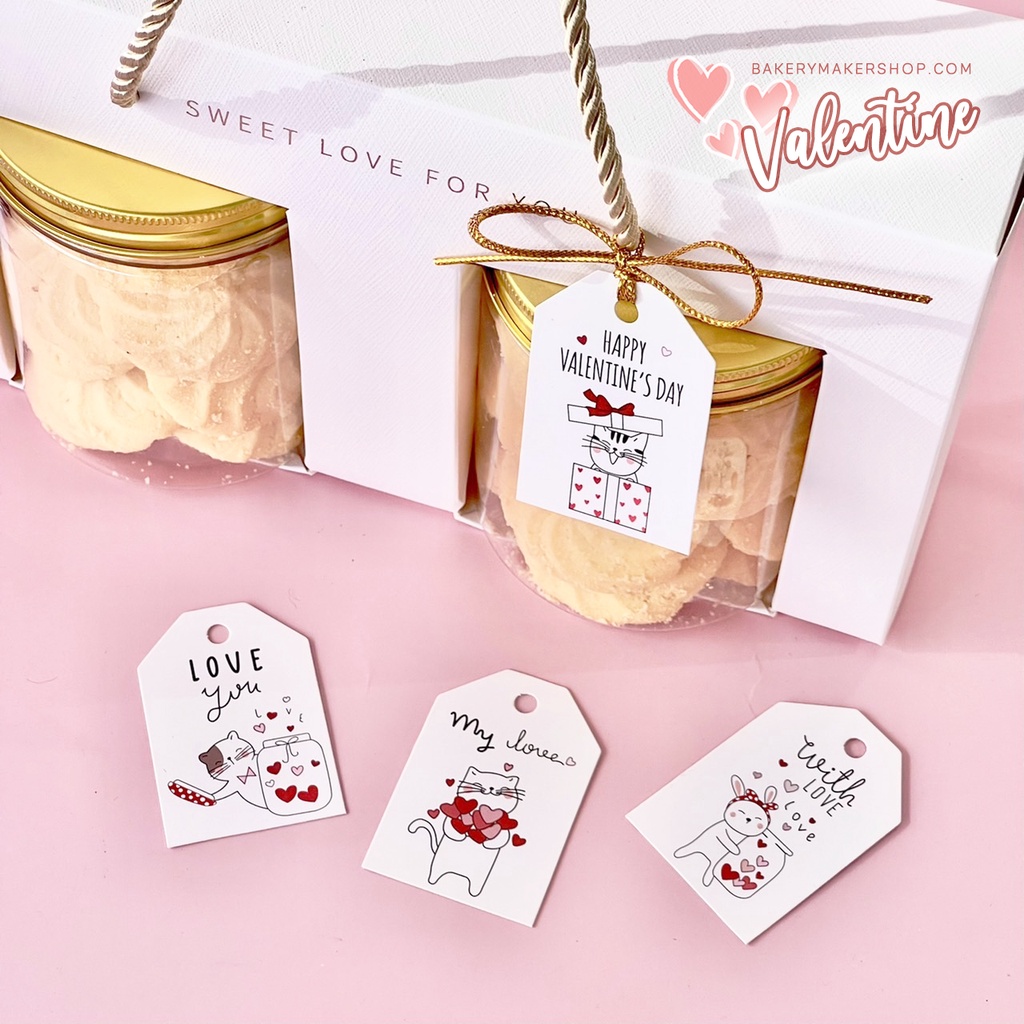เซ็ทป้ายแท็กพร้อมเชือก คละ 4 แบบ Valentine / Tags card Valentine's day Tag paper