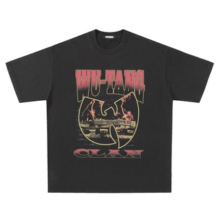 Psycho21 เสื้อยืดแขนสั้น ผ้าฝ้าย พิมพ์ลาย WUTANG CLAN Wudang สไตล์สตรีท ทรงหลวม