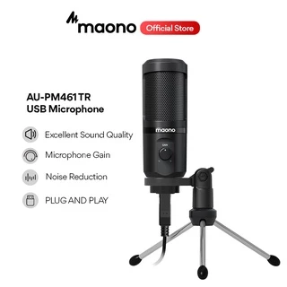 Maono ไมโครโฟนคอนเดนเซอร์ AU-PM461 Gen2 USB พร้อมไมโครโฟน สําหรับ PC แล็ปท็อป บันทึกเสียง พอดคาสต์ YouTube